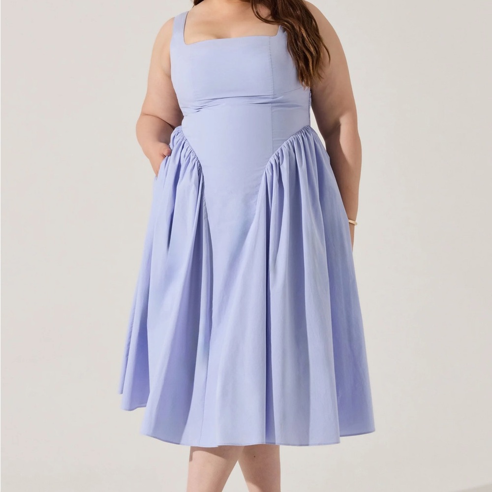 Astr the Label Periwinkle Poplin Drop Waist Dress